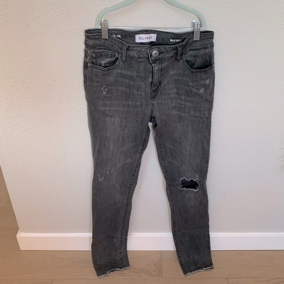 DL1961 x JA Instasculpt Skinny Jeans Size 28 - Distressed with Raw Hem in Gray - Picture 5 of 14
